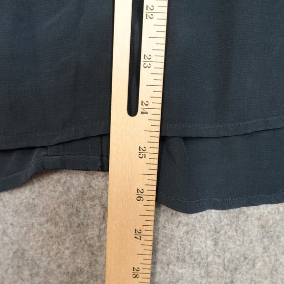 Something Navy Top Womens Small Button Front Crew Balloon Long Sleeve Blouse - Picture 8 of 9